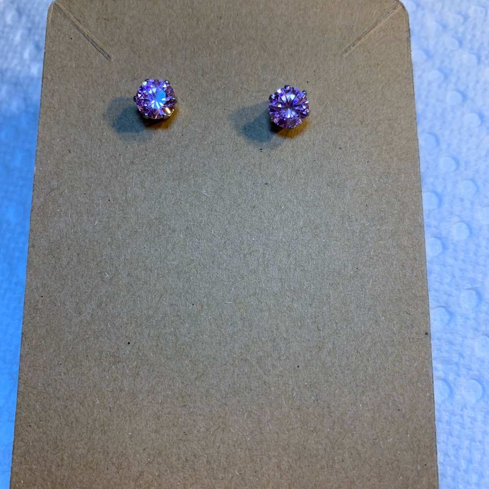Elegant Pink CZ Stud Earrings